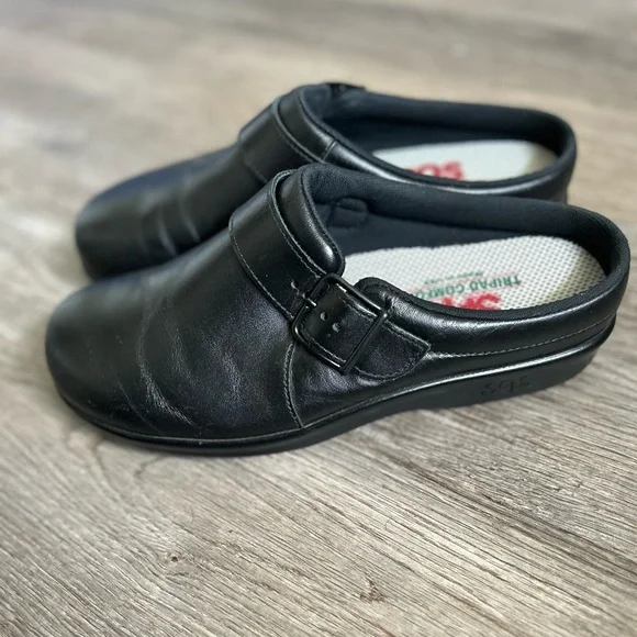 SAS Clog slip on Classic Black Leather Loafers - Picture 7 of 10